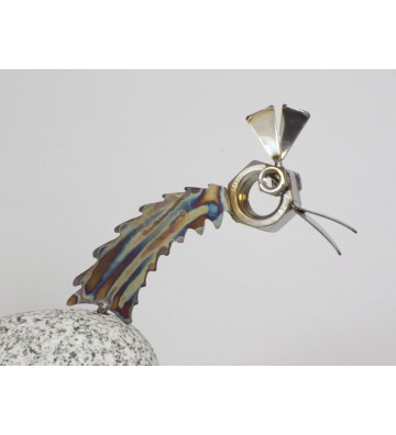 Steintier Hahn ca.23cm hoch aus Granit und Edelstahl