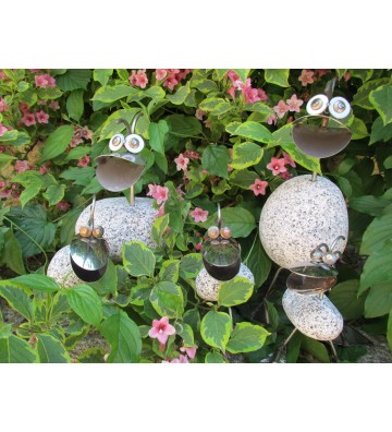 Entenfamilie bestehend aus Entenmama und 2 Entenkindern aus Granit und Edelstahl