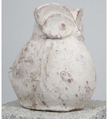 Eule Guffo aus Keramik cremefarben antik ca. 17cm hoch