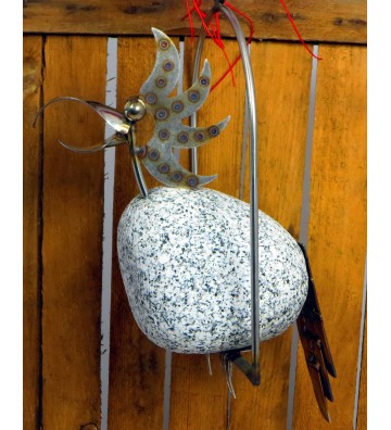 Steinvogel SV Papagei ca. 35cm zum Hängen aus Granit und Edelstahl Original Gebrüder Lomprich
