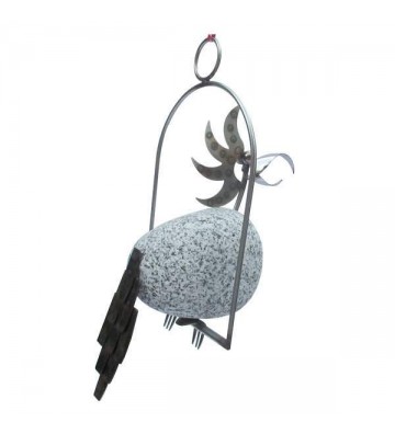 Steinvogel SV Papagei ca. 35cm zum Hängen aus Granit und Edelstahl Original Gebrüder Lomprich