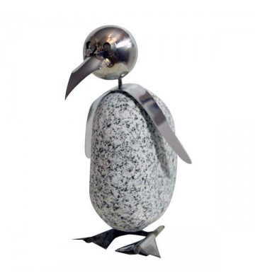 XL Pinguin ca. 45cm hoch aus Granit und Edelstahl Original Gebrüder Lomprich