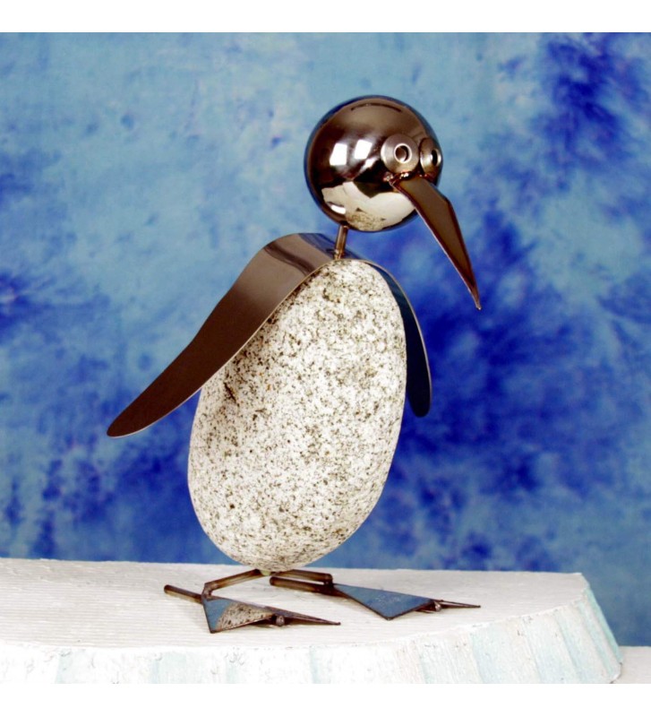 20cm hoch aus Granit und Edelstahl Original Gebrüder Lomprich Pinguin M ca 