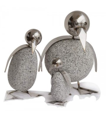  Pinguin M ca. 20cm hoch aus Granit und Edelstahl Original Gebrüder Lomprich