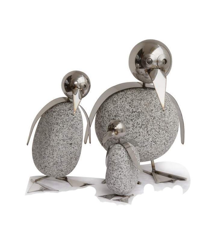  Pinguin M ca. 20cm hoch aus Granit und Edelstahl Original Gebrüder Lomprich