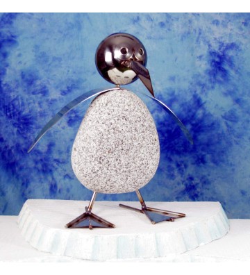  Pinguin XL ca. 45cm hoch aus Granit und Edelstahl Original Gebrüder Lomprich