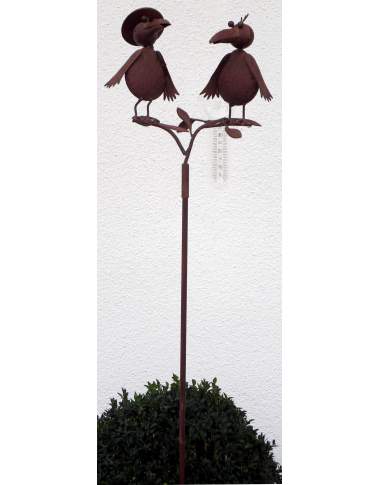 Regenmesser Vogelduo aus Metall, braun ca. 125 cm Regenmesser Vogelduo aus Metall, braun ca. 125 cm