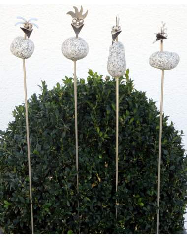 Steinvogel Küken ca.10cm als Gartenstecker ca. 68cm aus Granit und Edelstahl Steinvogel Küken ca.10cm als Gartenstecker ca. 68cm aus Granit und Edelstahl