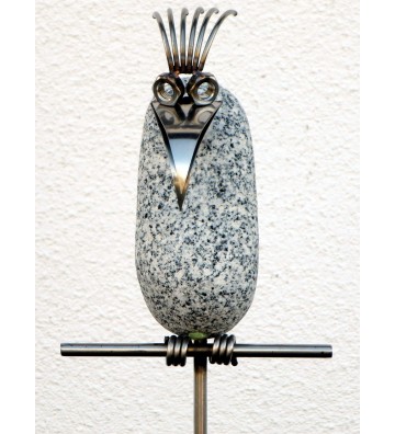 Gartenstecker Steinvogel Geier ca. 110cm hoch aus Granit und Edelstahl