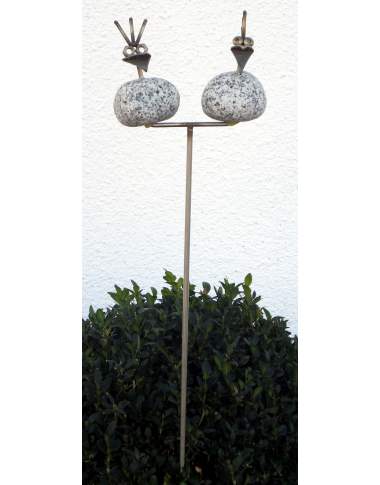 Gartenstecker Steinvogelpärchen ca. 85cm hoch aus Granit und Edelstahl Gartenstecker Steinvogelpärchen ca. 85cm hoch aus Granit und Edelstahl