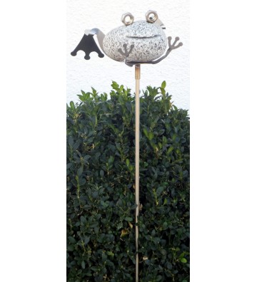 Gartenstecker Frosch ca. 70cm lang aus Granit und Edelstahl