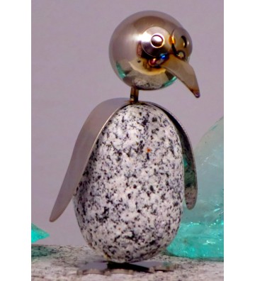  Pinguin S ca.15cm hoch aus Granit und Edelstahl Original Gebrüder Lomprich