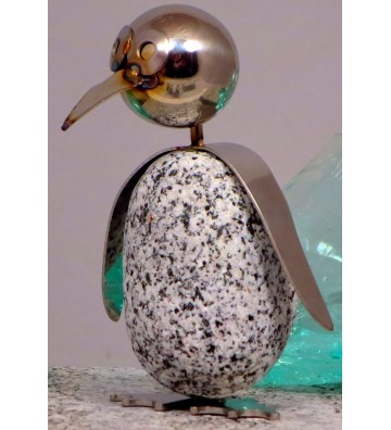  Pinguin S ca.15cm hoch aus Granit und Edelstahl Original Gebrüder Lomprich