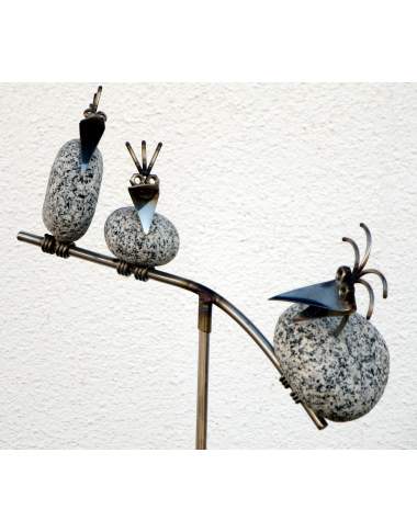 gartenstecker windspiel edelstahl, gartenstecker wippe mit 3 steinvögel aus granit und edelstahl ca, Design ideen