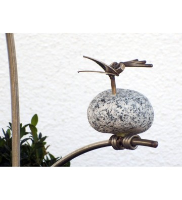 Gartenstecker mit 2 Steinvögel aus Granit und Edelstahl ca. 90cm hoch