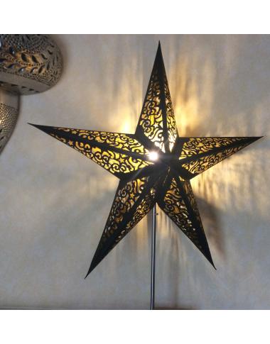 Leuchtstern Kala schwarz - Goldglitter 60 cm 5 Zacken mit Magnetverschluss Leuchtstern Kala schwarz - Goldglitter 60 cm 5 Zacken mit Magnetverschluss