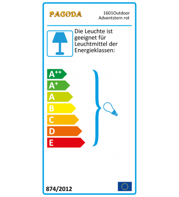 Leuchtstern für Außen XL rot/gelb ca. 55 cm, 15 Zacken,  inkl. Außenkabel 4 Meter