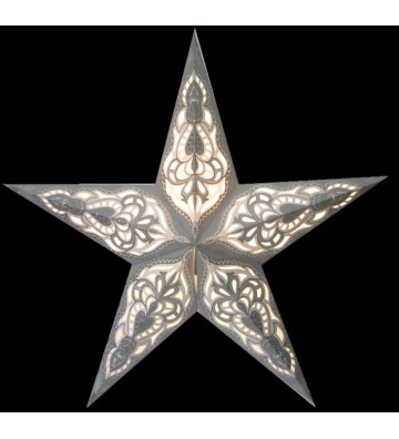 Leuchtstern Sumita grau mit Silberglitter 5 Zacken und Magnetverschluß