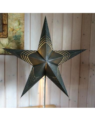 Leuchtstern Prisma schwarz Silberglitter 5 Zacken und Magnetverschluß Leuchtstern Prisma schwarz Silberglitter 5 Zacken und Magnetverschluß