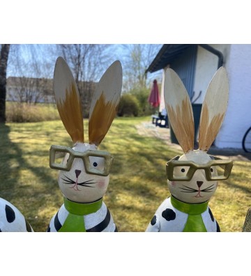 Zaunhocker "Hase" mit Brille aus Metall zur Wahl