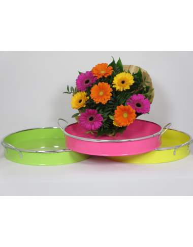 Metalltablett zur Wahl in 3 Farben ca. 30cm Durchmesser Metalltablett zur Wahl in 3 Farben ca. 30cm Durchmesser