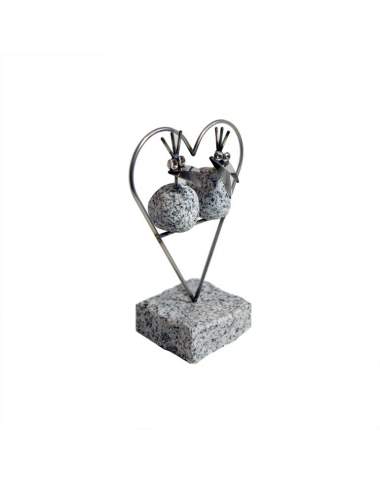 Steinvogel Pärchen im Herz ca.22cm x 17cm aus Granit und Edelstahl Steinvogel Pärchen im Herz ca.22cm x 17cm aus Granit und Edelstahl