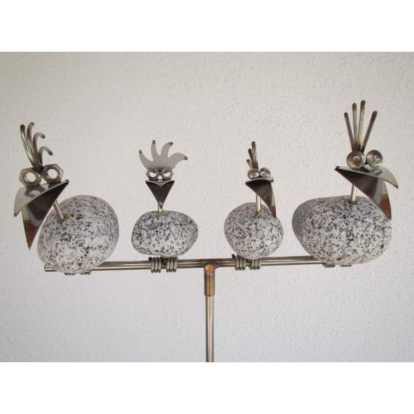 Dio Meisenknödelhalter Als Gartenstecker – 3 Vögel Im Ring Aus Metall, Ca. 110 Cm Lang, Ohne Futter