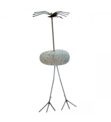 Steinvogel SV 611 ca. 80cm hoch aus Granit und Edelstahl