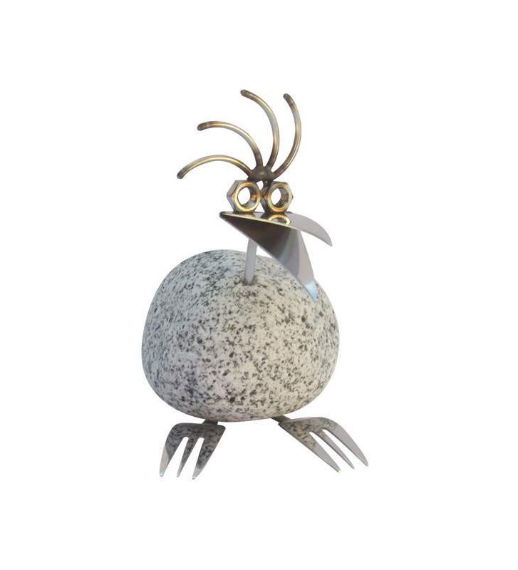 Steinvogel SV mini 4 ca.13 cm hoch aus Granit und Edelstahl